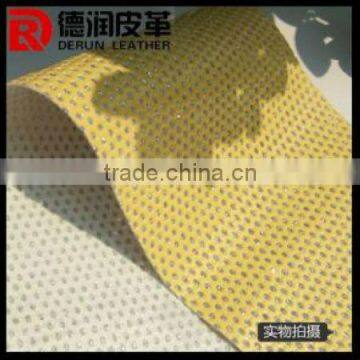 2013 Fashion DERUN Punching Glitter Leather Fabric for Bags With High Quality