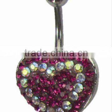 Industrial navel body piercing jewelry double heart
