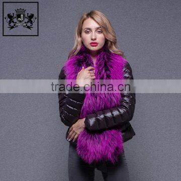 New Lightweight Warm Winter Woman Raccoon Fur Trim Goose Down Jacket