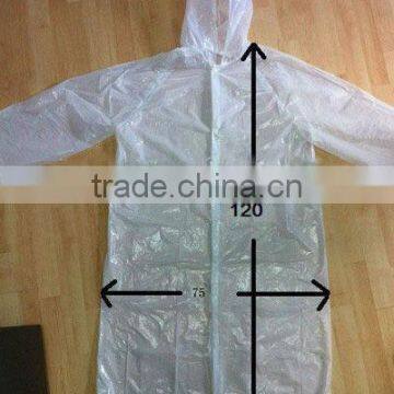 Cheap price means nylon/PE material rain coat