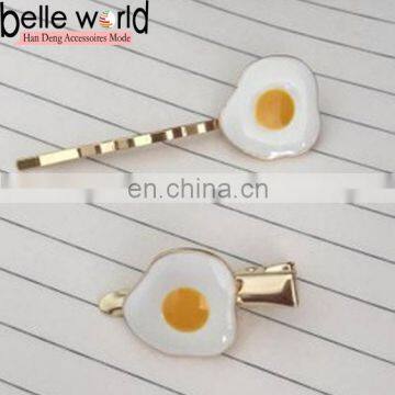 New Arrival Gold Plated Cute Enamel Love Fried Egg Hair Pin