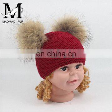2017 Big Raccoon Fur Pom Pom Beanie Large Bobble Pompom Baby Hat photo-6