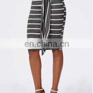 2015 Fashion Stripe Tie Waist Midi Skirt Indian Skirts Wholesale photo-4
