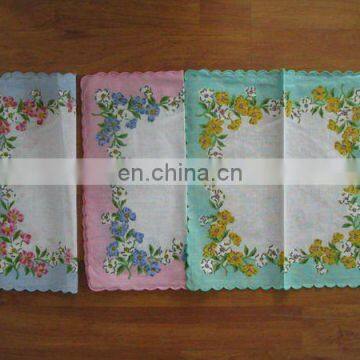 100% cotton high quality flower printed ladies' handkerchief