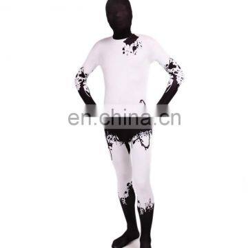 White & Black Lycra Spandex Zentai Costume Halloween Party Mask/Hood Open Face/Eyes/Full Hood photo-3