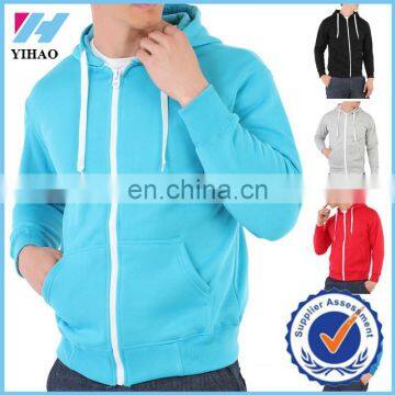 YIhao 2015 new arrival fashion custom men hoodies zip up plain tracksuit sports hoodied jacket tops for men