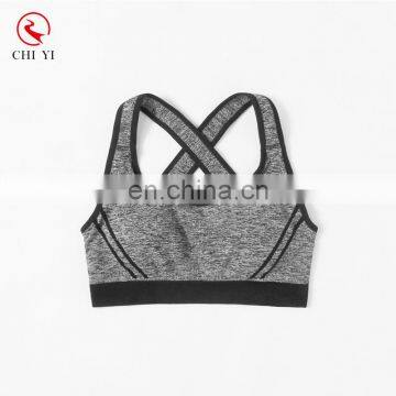 Criss Cross Back Contrast Piping Sports Bra