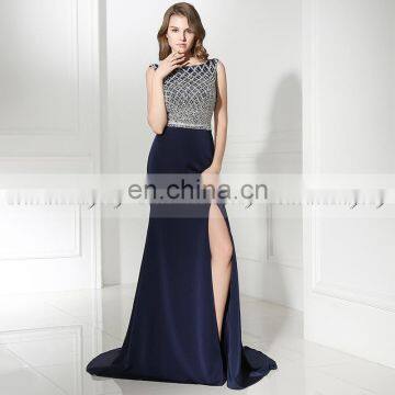 Gorgeous Cap Sleeve Backless Side Split Beaded Formal Evening Dresses LX370