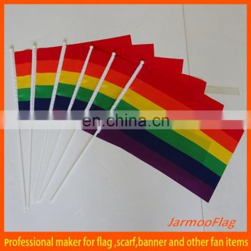 colorful promotional rainbow hand flag