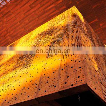 Perforated corten steel wall cladding