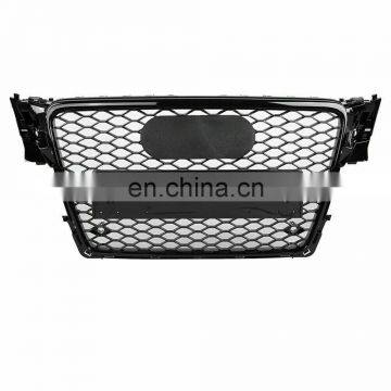 2009-2012 Honeycomb Mesh Hex Grille - Gloss Black for Audi A4 / S4 B8 8T RS4 Style photo-2