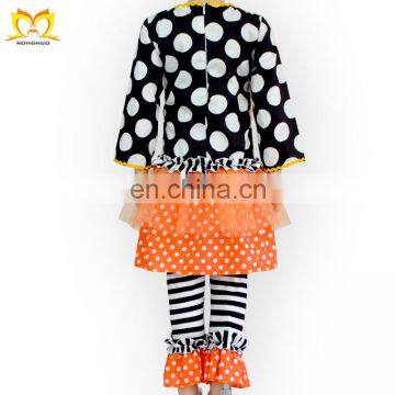 Baby Black White Dots Pumpkin Outfit Halloween Costumes For Kids Boutique Girl Clothing photo-2