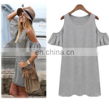 Large Plus Size Women's Clothing Thin Lotus Leaf Wholesale Classic Summer Dress Foreign Trade Off-the-shoulder Dresses photo-2