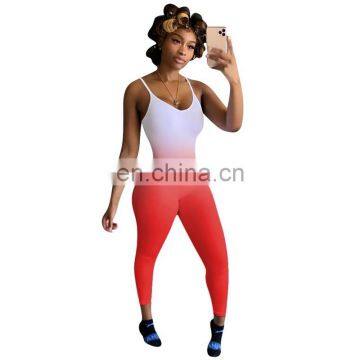 Hot Fashion Women Trendy Wholesale Boutique Gradient Slip Bodycon Sexy Nightclub Skinny Jumpsuits Rompers photo-3