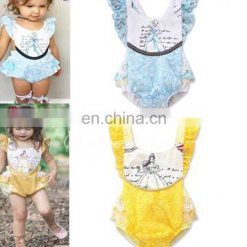 Infant Baby Girls Cartoon Lace Bodysuit Girls Romper Jumpsuit Cute Headband Outfit Baby Clothes Free Ship photo-4