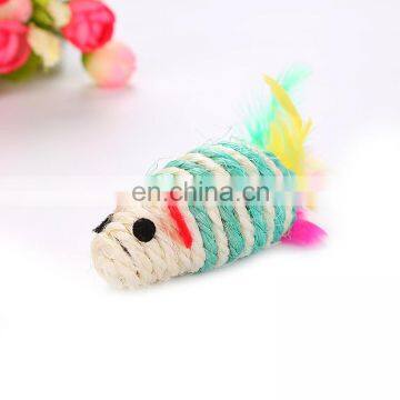 New Grinding Claw Sisal Mouse Shaped Cat Toy With Feather Tail Funny photo-5