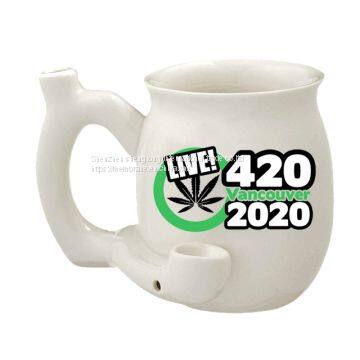 2022 amazon best selling white color Wake and Bake smoking coffee mug with pipe