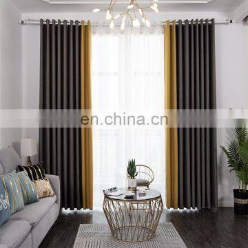 Custom Plain Color Special Texture Fashion Elegant Faux Linen Patchwork Curtain For Home Hotels Decoration photo-3
