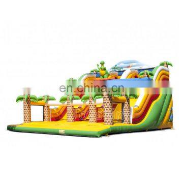 Dino World Bounce Slide Playground Dual Lanes Inflatable Dinosaur Slide Bouncer