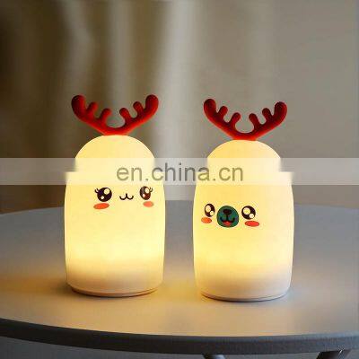 Best Selling 2021 small deer silicone night lamp baby with USB charge