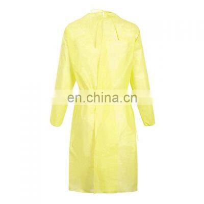 Impervious Level 1 PP Isolation Gown Disposable Yellow Doctor Uniform