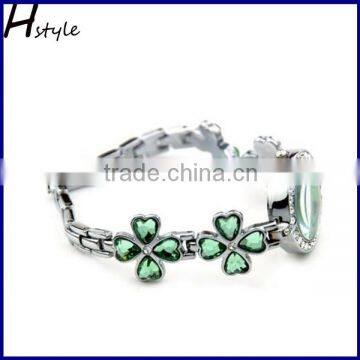 Fashion Vogue Clover Crystal Geneva Ladies Watch Ladies Fancy Wrist Watches Green WP024