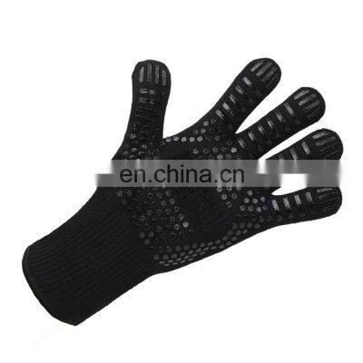 Extreme Food Safety Black Aramid Silicone Heat Resistant Welding Grill Kitchen Oven Cooking Barbecue Baking Cutting BBQ Gloves