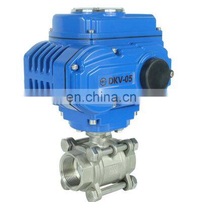 China DKV 2'' 50mm 12 volts water regulating type actuated stainless steel 316L 304 electric v port 3pc ball valve for water