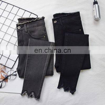2020 Top Selling Soft, and Breathable Fashionable New Style Blue Black Gray Denim Ladies Pencil Pants Women Pencil Jeans/ photo-3