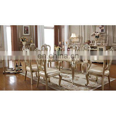 Foshan factory vintage french royal design dinning table set with chairs