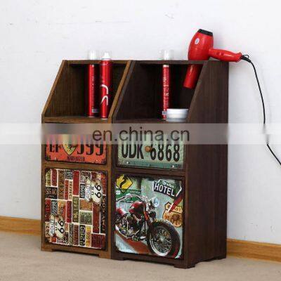 Wooden barber tool cabinet for hairdressing salon stylist barber cabinet