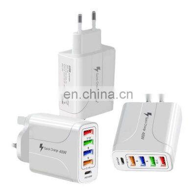 48W 5 port US / UK / EU multifunction universal travel phone adapter cellphone charger