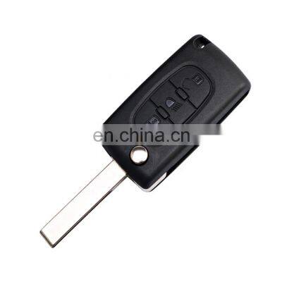 Replacement 3 Buttons Flip Remote Car Key Shell Housing For Pegueot Keys