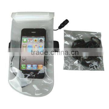 2013 white TPU waterproof IPX2 bag for iphone 5 summer swimming dry bag with earphone arm brand