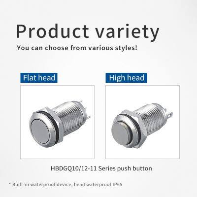 10mm Metal High Round Head 1 Normally Open and 1 Normally Close Electrical Button Momentary photo-2