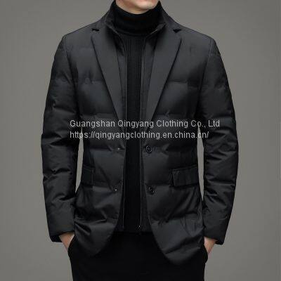 Winter Down Filled Windproof Waterproof Casual Blazer Suit Jacket for Men