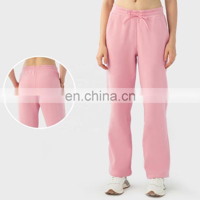 Fleece Wide Leg Baggy Wholesales Women Elastic Waist Casual Sweatpants With Pockets 65Cotton 35Nylon