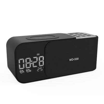 OEM custom Personal portable speaker  FM radio with alarm clock LED digital display  wireless charging speaker