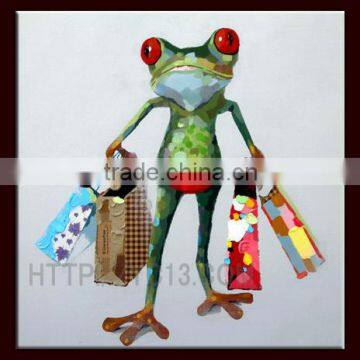 new handmade canvas animal oil painting of the shopping frog YB-5