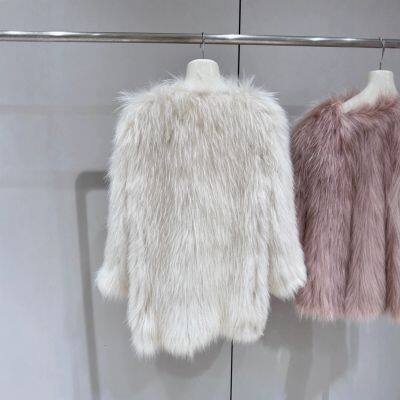 Fashion internet celebrity real hair new raccoon wool fur coat for women in autumn and winter mid-length coat