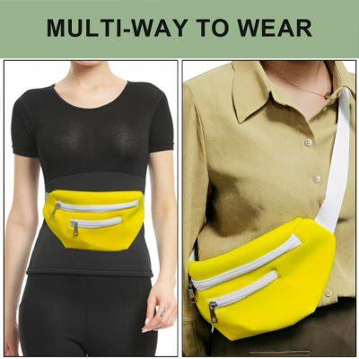 Customize Unisex Bright Durable 2 Pockets Crossbody Bag Outdoor Hiking Jogging Running Waist Bag Insulated Neoprene Fanny Pack photo-4