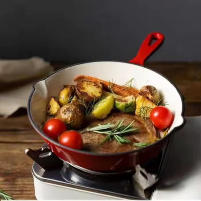 Cast Iron Skillet 3-Piece Set - Heavy-Duty Professional Restaurant Chef Quality Enameled Pan Cookware Set - 10