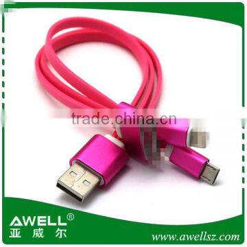 2016 New High Quality Fabric Braided Mobile Phone Usb Charger 2 in 1 Usb Splitter Cable photo-3