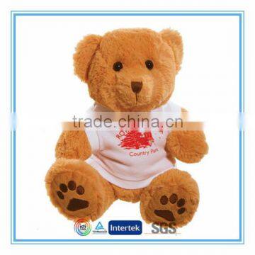 Custom brown teddy bear with white T-shirt