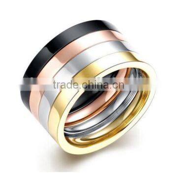 Unisex 316l Stainless Steel Multicolor Combination Promise Ring Wedding Band