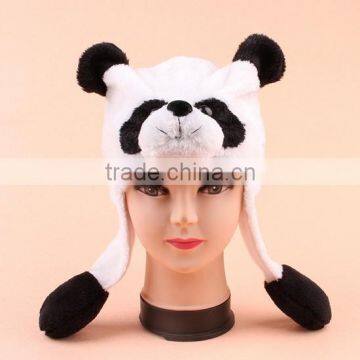 plush animal hat/adult animal winter hats/plush hat/plush panda hat