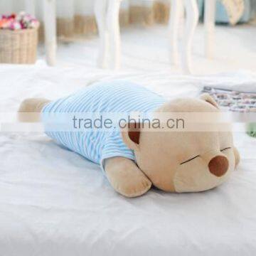 Plush Toy Sleeping Bear/Soft Gift Toy Laying Bear With Eyes Close to Sleep/Stuffed Toy Bear With Colorful T-Shirt photo-2