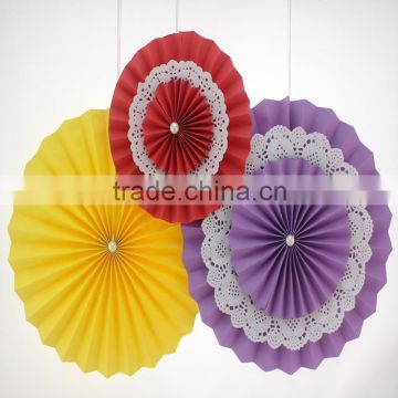 Manufacturer of paper fan decorations pinwheel paper fans for wedding