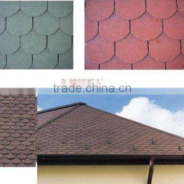 Sand coated bitumen asphalt shingle roofing tiles