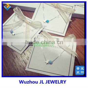 Factory Wholesale Star And Opal Ball Korea Style s925 Silver Necklace For Sexy Girl